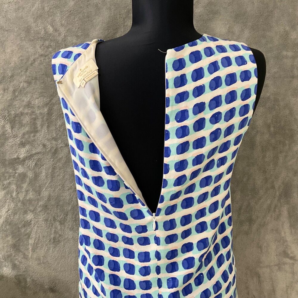 Kate Spade NY Island Stamp Dots Layered Top Tank XS Silk Blue White Sleeveless - Picture 4 of 8